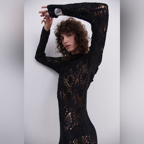 ZARA LIMITED EDITION LONG MAXI CROCHET DRESS - Picture 11 of 16